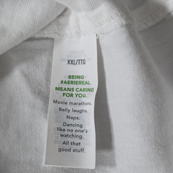 Aerie Oversized Shirt Women XXL Ivory LS Buttons Pockets Cotton Slouchy Top Boho - Picture 12 of 16